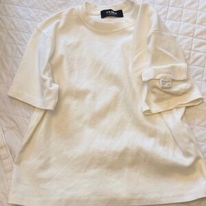 Fendi Cream T-Shirt with Logo Accent kids